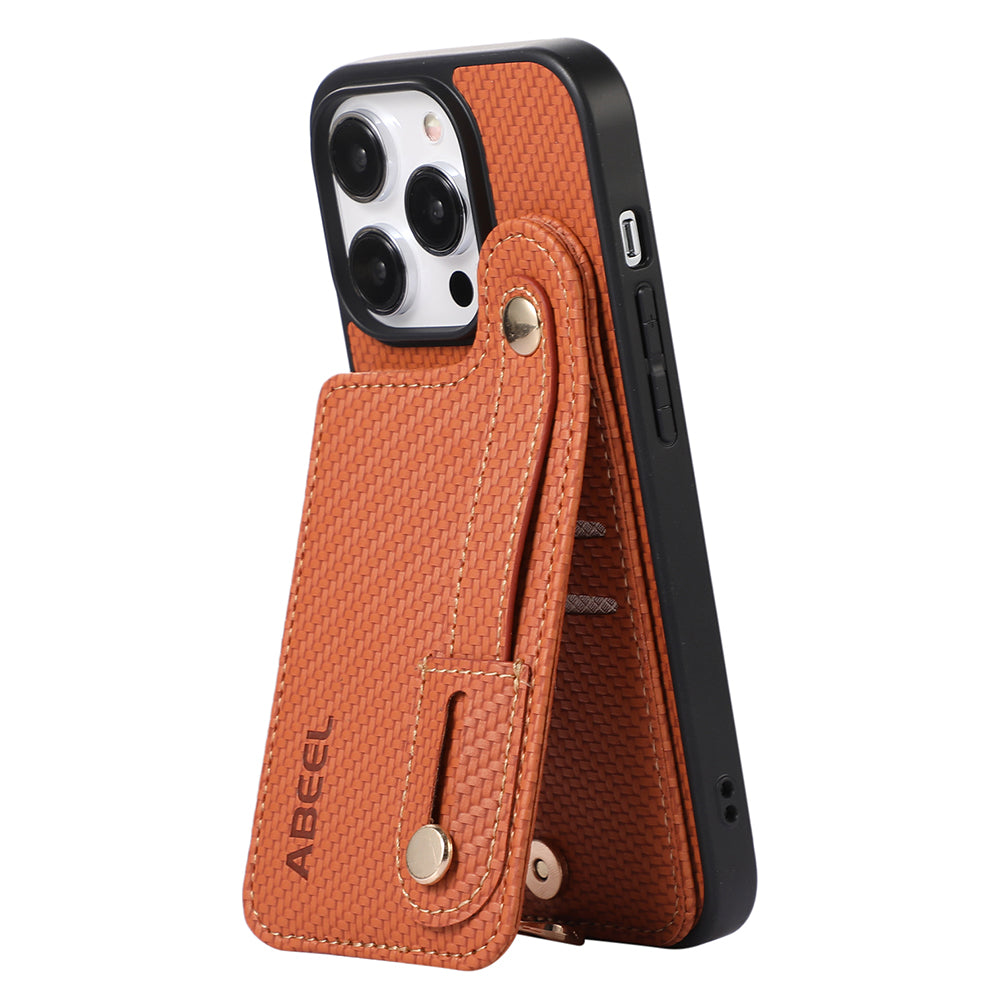 ABEEL Style 03 Phone Case for iPhone 13 Pro Max Carbon Fiber Texture PU Leather TPU RFID Blocking Card Holder Kickstand Cover ABEEL Style 03 Phone Case for iPhone 13 Pro Max Carbon Fiber Texture PU Leather TPU RFID Blocking Card Holder Kickstand Cover